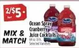 Pioneer Supermarkets Ocean Spray Cranberry Juice Cocktails offer