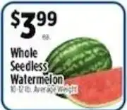Pioneer Supermarkets Whole Seedless Watermelon offer