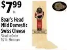 Pioneer Supermarkets Boar's Head Mild Domestic Swiss Cheese offer