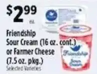 Pioneer Supermarkets Friendship Sour Cream or Farmer Cheese offer