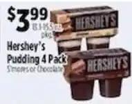 Pioneer Supermarkets Hershey's Pudding 4 Pack offer