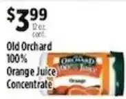 Pioneer Supermarkets Old Orchard orange juice concentrate offer