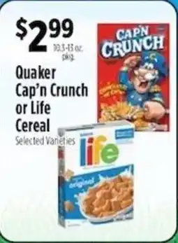 Pioneer Supermarkets Quaker Cap'n Crunch or Life Cereal offer