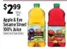 Pioneer Supermarkets Apple & Eve Sesame Street 100% Juice offer