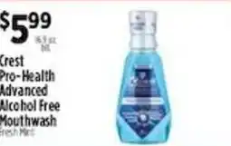 Pioneer Supermarkets Crest pro-health advanced alcohol free mouthwash offer