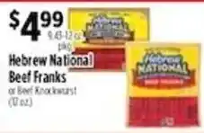 Pioneer Supermarkets Hebrew National Beef Franks or Beef Knockwurst offer