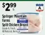 Pioneer Supermarkets Springer Mountain Farms Split Chicken Breast offer