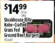 Pioneer Supermarkets Steakhouse Elite Kobe-Crafted Grass Fed Ground Beef Burgers offer