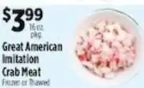 Pioneer Supermarkets Great American imitation crab meat offer