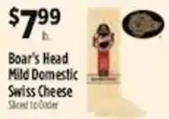 Pioneer Supermarkets Boar's Head Mild Domestic Swiss Cheese offer