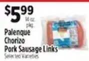 Pioneer Supermarkets Palenque chorizo pork sausage links offer