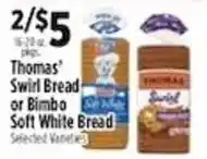 Pioneer Supermarkets Thomas' Swirl Bread or Bimbo Soft White Bread offer