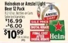 Pioneer Supermarkets Heineken or Amstel Light Beer offer
