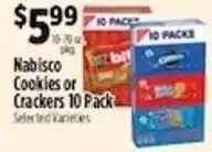 Pioneer Supermarkets Nabisco Cookies or Crackers 10 Pack offer