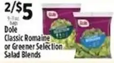 Pioneer Supermarkets Dole classic romaine or greener selection salad blends offer