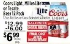 Pioneer Supermarkets Coors Light, Miller Lite or Tecate Beer offer