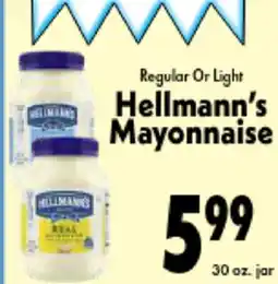 Marino's Supermarket Regular Or Light Hellmann's Mayonnaise offer