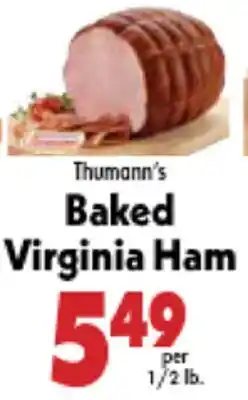 Marino's Supermarket Thumann's Baked Virginia Ham offer