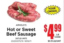 Jetro ARNOLD'S Hot or Sweet Beef Sausage offer