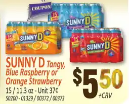 Jetro SUNNY D Tangy, Blue Raspberry or Orange Strawberry offer