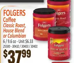 Jetro FOLGERS Coffee Classic Roast, House Blend or Columbian offer