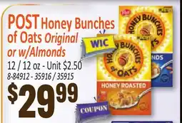 Jetro POST Honey Bunches of Oats Original or w/Almonds offer