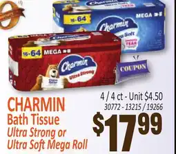 Jetro CHARMIN Bath Tissue Ultra Strong or Ultra Soft Mega Roll offer