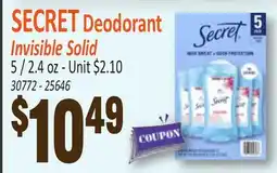 Jetro SECRET Deodorant Invisible Solid offer