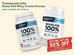 Sprouts Farmers Market Transparent Labs Grass-Fed Whey Protein Powder offer