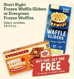 Sprouts Farmers Market Start Right Frozen Waffle Sliders or Evergreen Frozen Waffles offer