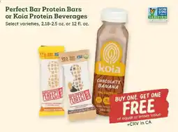 Sprouts Farmers Market Perfect Bar Protein Bars or Koia Protein Beverages offer
