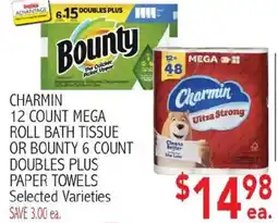 Ingles Markets Charmin 12 count mega roll bath tissue or bounty 6 count doubles plus paper towels offer