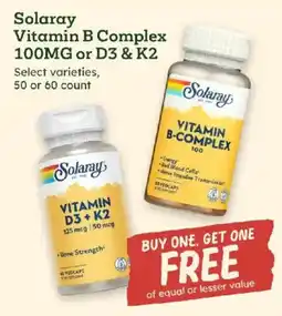 Sprouts Farmers Market Solaray vitamin b complex offer