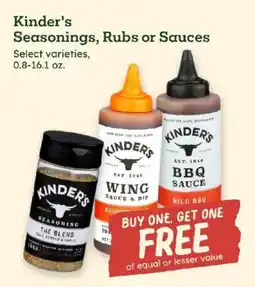 Sprouts Farmers Market Kinder's Seasonings, Rubs or Sauces offer