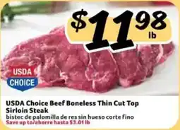 Fresco y Más Usda Choice Beef Boneless Thin Cut Top Sirloin Steak offer