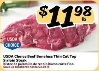 Fresco y Más Usda Choice Beef Boneless Thin Cut Top Sirloin Steak offer
