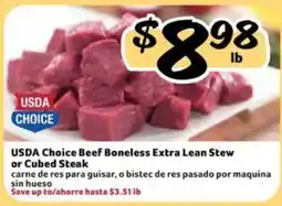 Fresco y Más Usda Choice Beef Boneless Extra Lean Stew or Cubed Steak offer