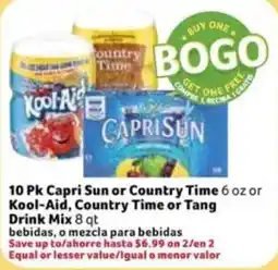 Fresco y Más Capri Sun or Country Time or Kool-Aid, Country Time or Tang Drink Mix offer