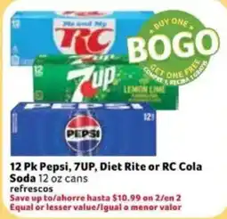 Fresco y Más 12 Pk Pepsi, 7UP, Diet Rite or RC Cola Soda offer