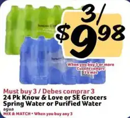 Fresco y Más Know & Love or SE Grocers Spring Water or Purified Water offer