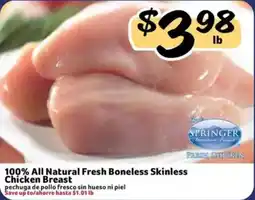 Fresco y Más Springer Mountain Farms 100% All Natural Fresh Boneless Skinless Chicken Breast offer