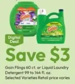 Stater Bros Gain Flings or Liquid Laundry Detergent offer