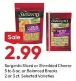 Stater Bros Sargento sliced or shredded cheese offer