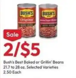 Stater Bros Bush's Best Baked or Grillin' Beans offer