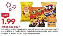 Stater Bros Lay's, Lay's Kettle, Baked Snacks, Cheetos, Fritos or Tostitos offer