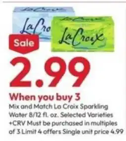 Stater Bros Mix and Match La Croix Sparkling Water offer