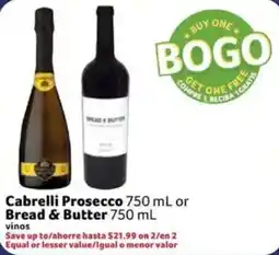 Fresco y Más Cabrelli Prosecco or Bread & Butter offer