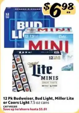 Fresco y Más 12 Pk Budweiser, Bud Light, Miller Lite or Coors Light offer