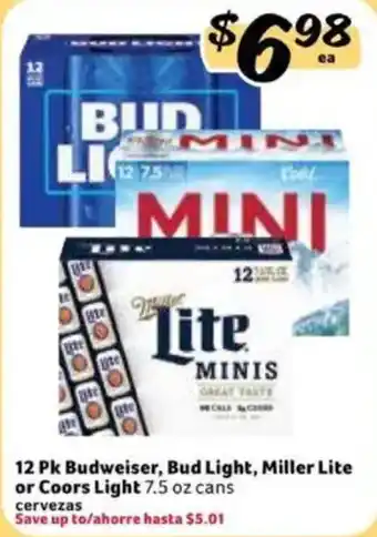 Fresco y Más 12 Pk Budweiser, Bud Light, Miller Lite or Coors Light offer