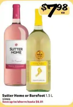 Fresco y Más Sutter Home or Barefoot vinos offer